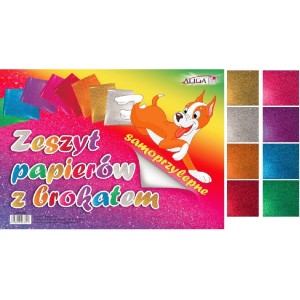 Zeszyt papierów brokatowych samoprzylepnych 17x25cm, 8 kolorów ZPBS-6389 ALIGA