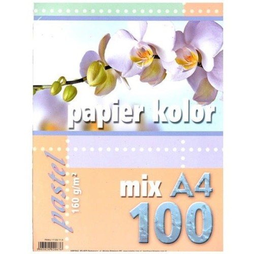 Papier xero A4 mix pastel 160g 100arkuszy KRESKA 20676