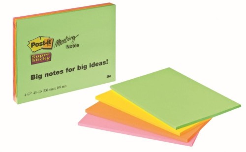 Bloczek 3M POST-IT 6845-SSP 203x152mm MEETING 4x45k 70005253326