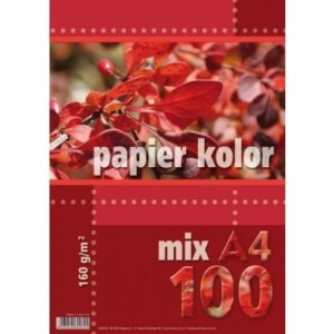 Papier xero mix kolorów A4 160g, 100 arkuszy KRESKA