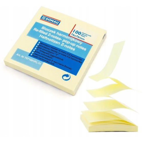 Bloczek samoprzylepny 75x75 żółty 100k typu Z 7571001PL-11 DONAU