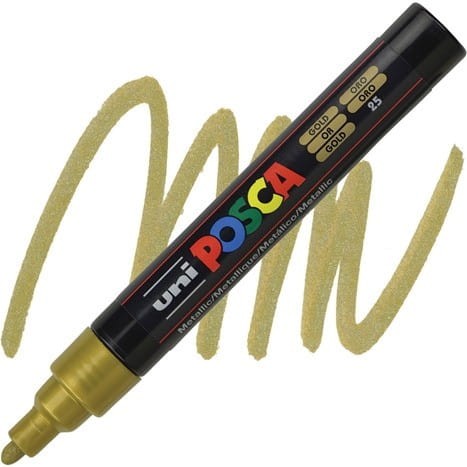 Marker z farbą plakatową Posca PC-5M, złoty, uni
