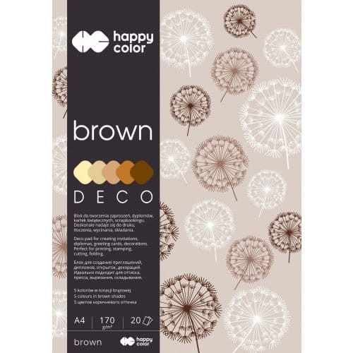Blok DECO BROWN HAPPY COLOR A4 20ark.170g 5 k olorów HA 3717 2030-072