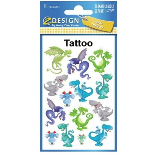 Naklejki tatuaże dla dzieci SMOKI 56751 Z-DESIGN KIDS TATTOO AVERY ZWECKFORM