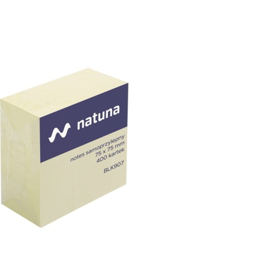 Bloczek samoprzylepny NATUNA 75x75mm 400 kartek żółty (NSKZ/D)
