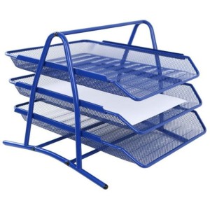 Półka na dokumenty NATUNA A4 siatka niebieska (3szt) 350x300x275mm