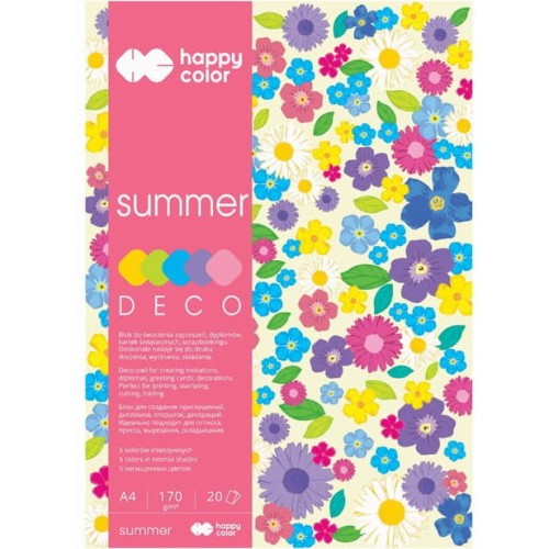 Blok DECO SUMMER A4, 170g.20ark. 5 kolorów HA 3817 2030-120 HAPPY COLOR