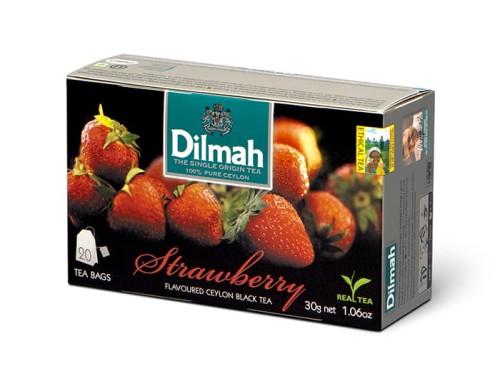 Herbata DILMAH AROMAT TRUSKAWKA 20 torebek *1,5g czarna