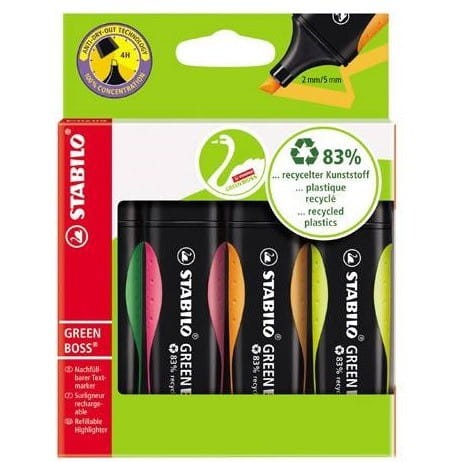 Zakreślacz STABILO green BOSS etui 4szt 6070/4
