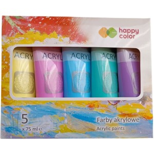Farba akrylowa 5 kol. x 75ml mix pastelowy HA 7370 0075-MIXPas Happy Color