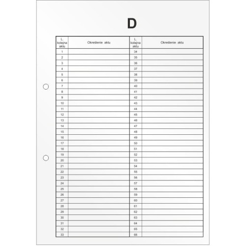 Przekładki do akt osobowych `D` DRU-055D BIURFOL TD-06