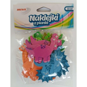 Naklejki z pianki DINOZAURY z oczkami 20 szt. PVC50 BREWIS