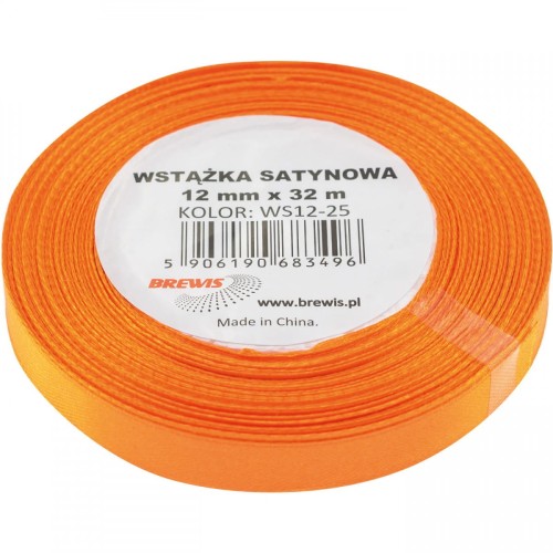 Wstążka satynowa 12mm/32m pomarańczowa BREWIS