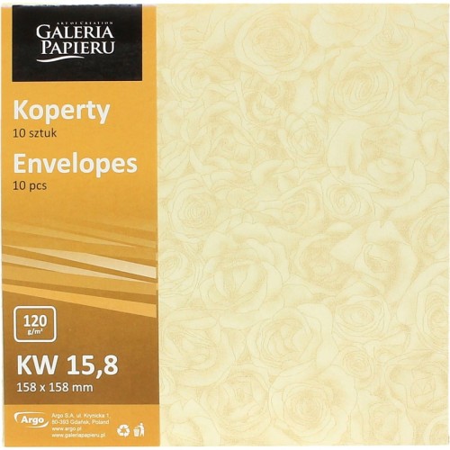 Koperta 158x158mm Róże kremowy P 120g (10) 280303 Galeria Papieru
