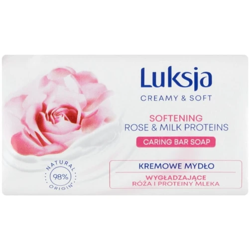 Mydło w kostce LUKSJA 90g o zapachu RÓŻA I PROTEINY MLEKA