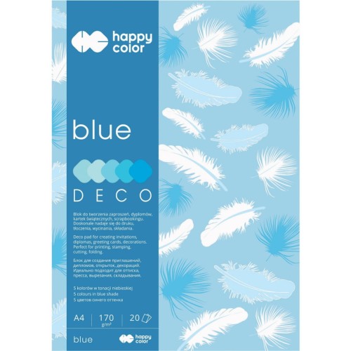 Blok DECO BLUE HAPPY COLOR A4 20ark.170g 5 ko lorów HA 3717 2030-032