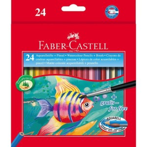 Kredki akwarelowez pędzelkiem RYBKA 24 kolory opak. kartonowe 114425 Faber-Castell