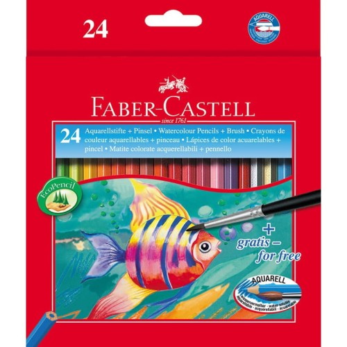 Kredki akwarelowez pędzelkiem RYBKA 24 kolory opak. kartonowe 114425 Faber-Castell
