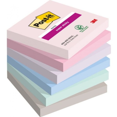 Karteczki samoprzylepne Post-it Super Sticky SOULFUL 76x76mm 6 bloczków po 90 karteczek