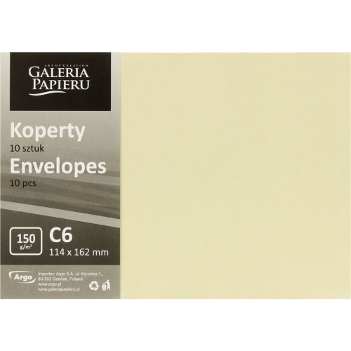 Koperta C6 PEARL kremowy K 150g/m2 (10sztuk) 280241 Galeria Papieru