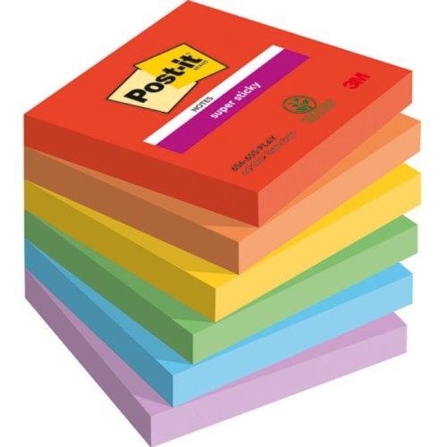 Karteczki samoprzylepne Post-it Super Sticky PLAYFUL 76x76mm 6 bloczków po 90 karteczek