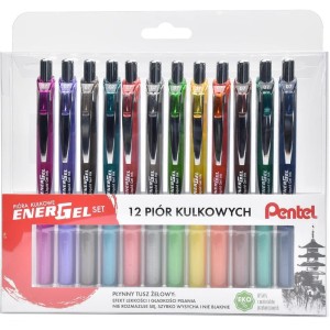 Pióro kulkowe ENERGEL zestaw 12 kolorów (12szt.) BL77/ST12PL