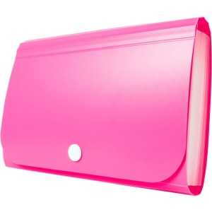 Teczka harmonijkowa PP na zatrzask różowa 178x118x31mm BT613-R TETIS