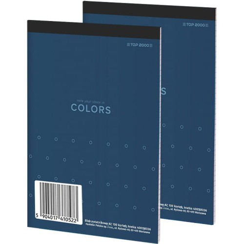 Blok notatnikowy A7 100k kratka COLORS zszywany 400169236 TOP 2000