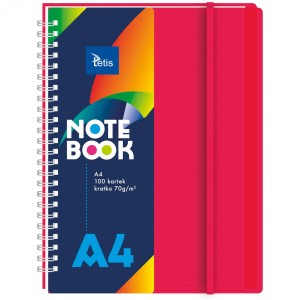 Kołonotanik A4 100k kratka okładka PP czerwona 70g. KB060-CKA4 TETIS