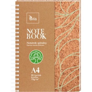 Kołonotatnik A4 80k kratka oprawa korkowa 70g. KB050-KA4 TETIS