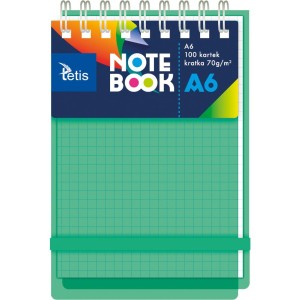 Kołonotanik A6 100k kratka okładka PP zielona 70g. KB060-ZKA6 TETIS