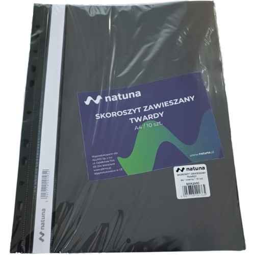 Skoroszyt NATUNA A4 twardy zawieszany czarny (10szt)