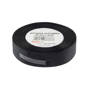 Wstążka satynowa 25mm/32m czarna BREWIS