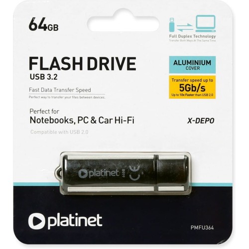 Pamięć USB 64GB PLATINET X-DEPO USB 3.2 czarny (41589)
