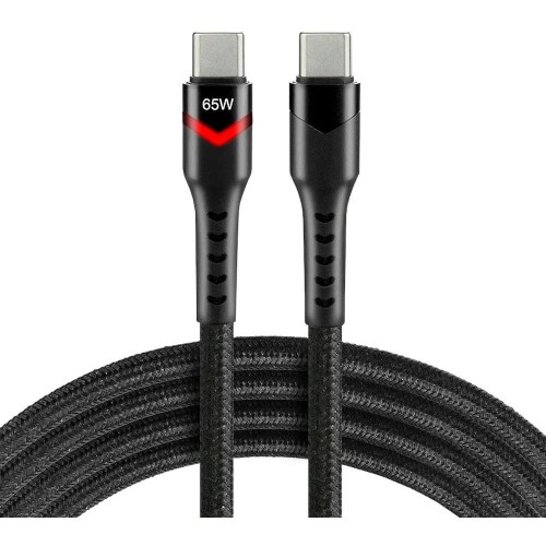 Kabel USB-C -> USB-C EVERACTIVE 3m 2,25A 45W pleciony czarny wtyczka z led RGB (CBB-3PDR)