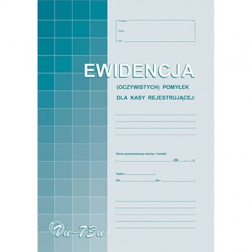 Vu73-u Ewidencja (oczyw) pomyłek z kasy rej.A4 Michalczyk i Prokop