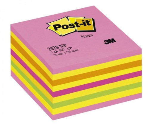 Bloczek samoprzylepny 76x76mm 450k różowo-żółty POST-IT 2028-NP UU009543941 3M