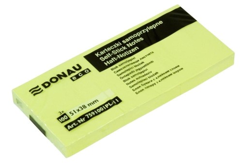 Bloczek samoprzylepny 51x38mm 100k żółty (3szt) DONAU ECO 7591001PL-11