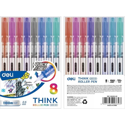 Pióro kulkowe 0,5mm THINK 8szt EQ300-8C DELI