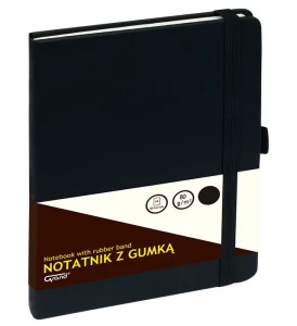 Notatnik z gumką A5 czarny kratka 150-1381 GRAND