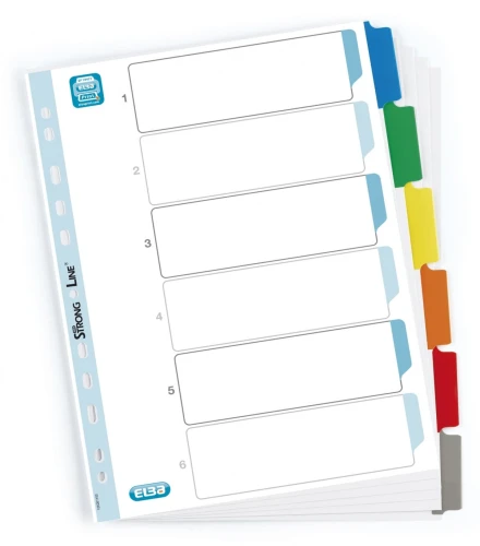 Przekładki kartonowe A4 MYLAR 1-6 kolor ELBA 100204976