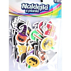 Naklejki z pianki HALLOWEEN pająki, eliksiry, nietoperze,trumny (32 szt.) PVH5 BREWIS