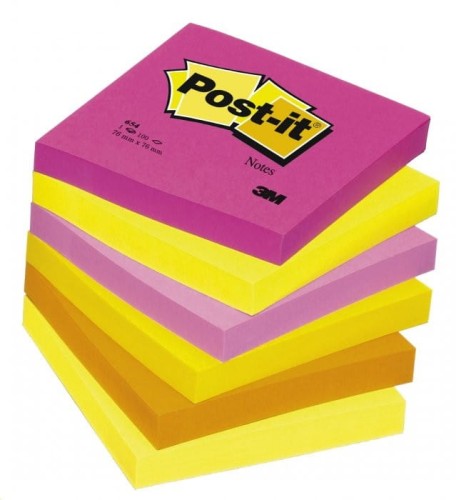 Bloczek samoprzylepny 76x76mm jaskrawy żółty 654NY 510010174 3M