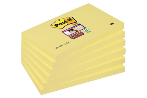 Bloczek 3M POST-IT 76x127mm 12x90kart żółty Super Sticky (12sztuk) 70005197903 655-12SSCY-EU