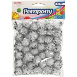 Pompony metaliczne 2cm (40sztuk) srebrne POM23 BREWIS