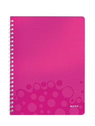 Kołonotatnik LEITZ WOW A4 80k PP kratka różowy 46380023