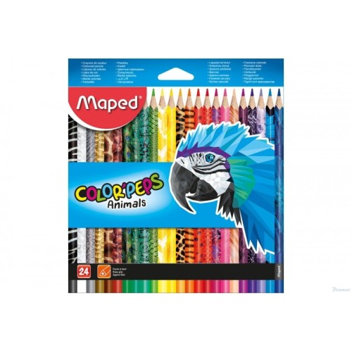 Kredki Color Peps Animals trójkątne 24 szt pud. z zaw. 832224 MAPED