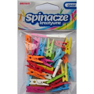 Spinacze-klamerki drewniane ozdobne mix kolorów 2,5cm (40 szt.) BREWIS SPK25