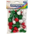 Pompony metalizowane mix rozm. czerwone/białe/zielone 40szt. POM44