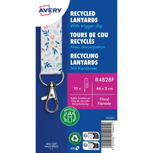 Smycz z karabińczykiem (10 sztuk) 440x20mm kwiaty R4828F AVERY